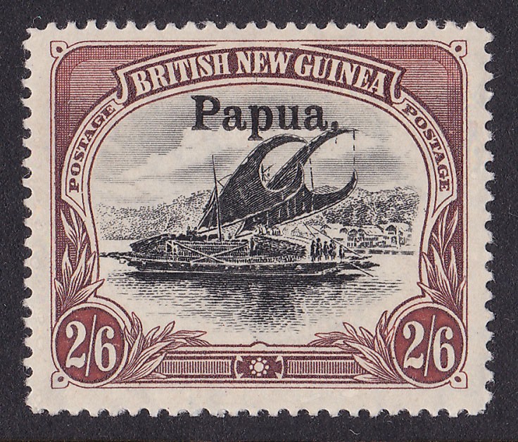 papua 1906 large papua overprinted lakatoi 2/6 horizontal wmk